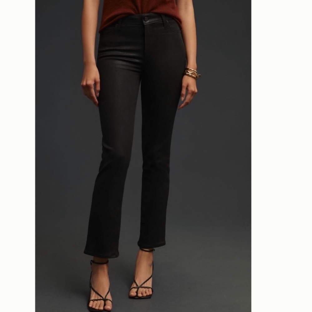 Paige Cindy Mid-Rise Coated Straight Black Jeans  size 30 NWT